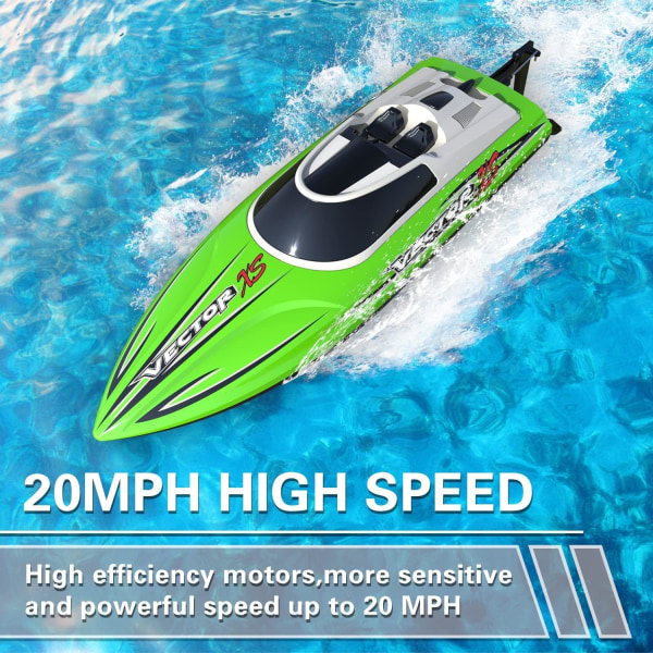 RC Båd 32 km/t Hurtig RC Båd til Voksne 2.4Ghz Fjernbetjeningsbåd til Pools og Sø med Genopladelige Batterier Legetøj Gaver til Drenge Piger Grøn