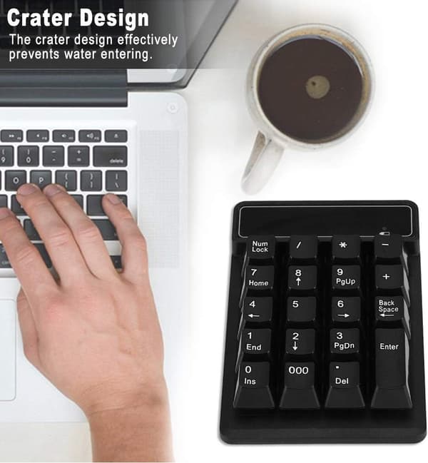 Numerisk tastatur, 19 taster Bærbar trådløs numerisk blok Bluetooth-numpad til computerlaptop, 10 m Bluetooth-forbindelse, Lang arbejdstid