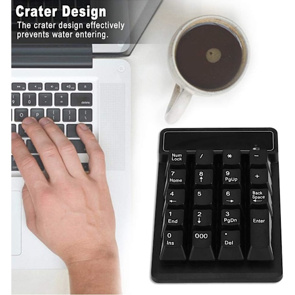 Numerisk tastatur, 19 taster bærbar trådløs talltastatur Bluetooth Numpad for datamaskin bærbar PC, 10m Bluetooth-tilkobling, lang arbeidstid