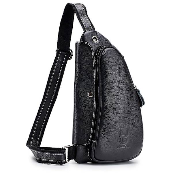 BULLCAPTAIN 125 Sport Casual Herr Bröstväska Toppskikt Kohud Korsväska Enstaka Axelväska Black
