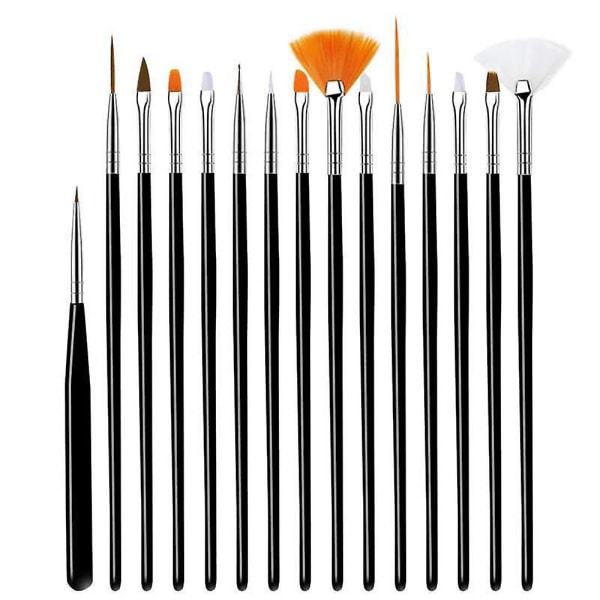 15 st Nail Art penslar Nail Art Tool Set Nail Art Målning Diy Nail Art black