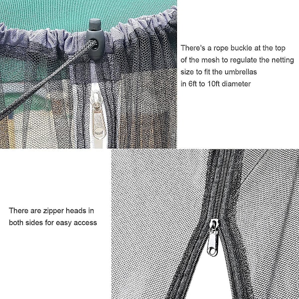 Myggnät för 15 fot dubbelsidigt uteplats paraply nät dubbla blixtlås vattenrör botten används och för uteplats Gazebo Pop Up Canopy10x10 utbytbart