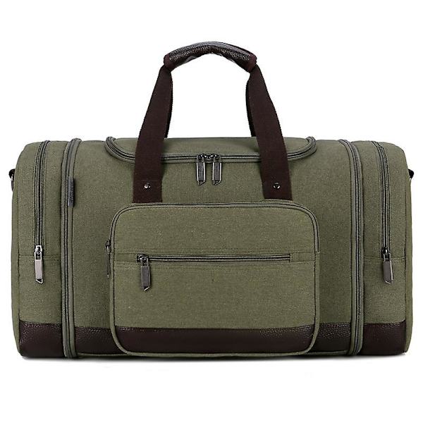 Canvas Resväska Stor Crossbody Väska Stor Kapacitet Resväska Weekendväska Bekväm Handbagageväskor Herrar Duffelväska Green