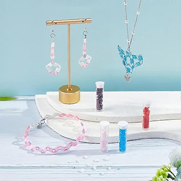 420 st Tila-pärlor 5x5mm 5x2mm 2-håls Glasfröpärlor Distans 6 Färger Rektangulära Mini-pärlor Japanska