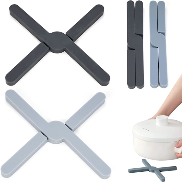 Halkskyddad tjock hopfällbar silikonstativ, värmebeständig hopfällbar dyna, miljövänlig expanderande silikon grytunderlägg, värmeplatta med hopfällbar korsdesign sparar en Lo