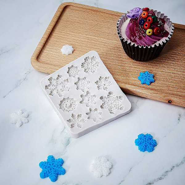 2 Stykker 3D Snefnug Silikoneform Jule Snefnug Fondant Silikoneform til Kage Cupcake Dekoration Polymer Ler Håndværksprojekter (Grå)