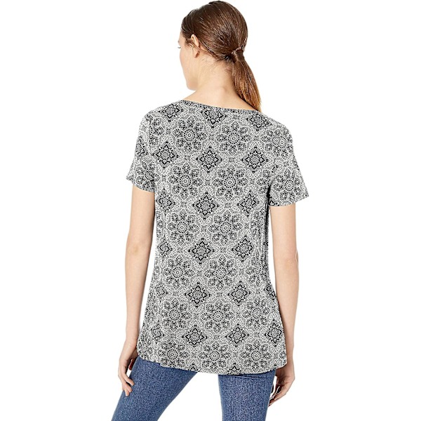 Afslappet T-shirt med korte ærmer og scoop-udskæring til kvinder Tile Pattern M