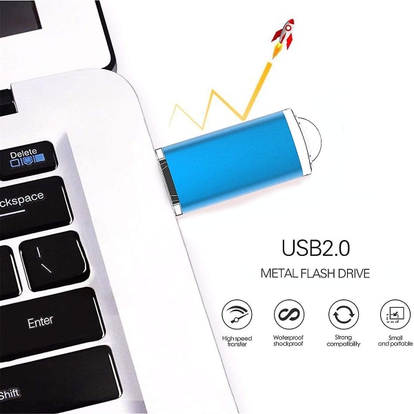 2-pack 64gb USB -minne USB 2.0-minneskort med strängar (blå/lila 64gb)