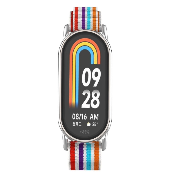 Udskiftningsurrem til Xiaomi Smart Band 8 Nylon Armbåndsrem med Sølvstik Colorful