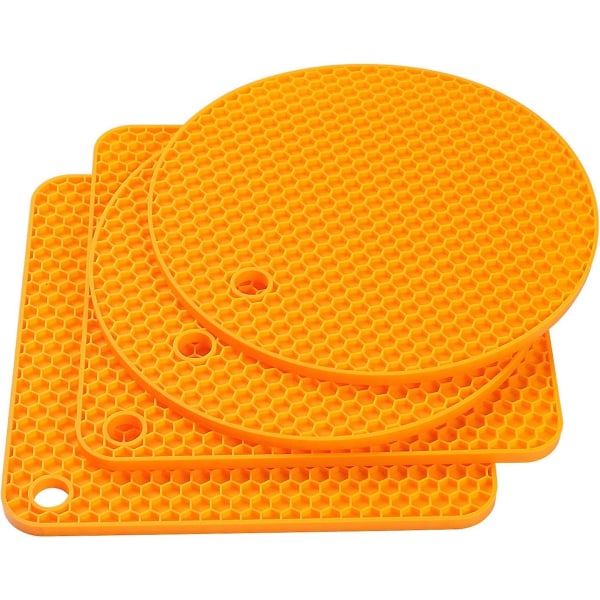 Silikonunderlägg, 4 st. Halkfri multifunktionsunderlägg Värmebeständiga thermal , för att öppna burkar, bestickhållare, ugnshandskar, grytunderlägg (orange)
