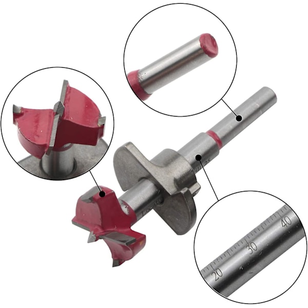 5 kpl 15-35mm ammattimainen Forstner-teräsarja säilytyskotelolla, korkeahiilistä terästä pyöreällä varrella puuntyöstöön, reikäpora puulle, avarrin, poranterä