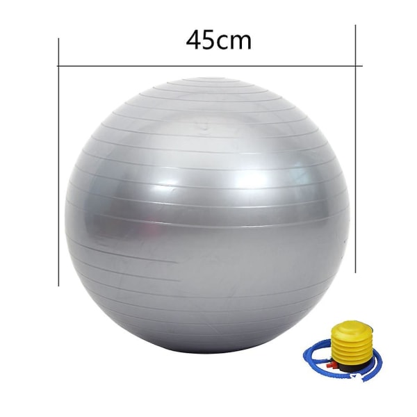 Träningsboll, stabilitetsboll för hemmet, yoga, gymboll, fysioboll, schweizisk boll, sjukgymnastik silver 45cm