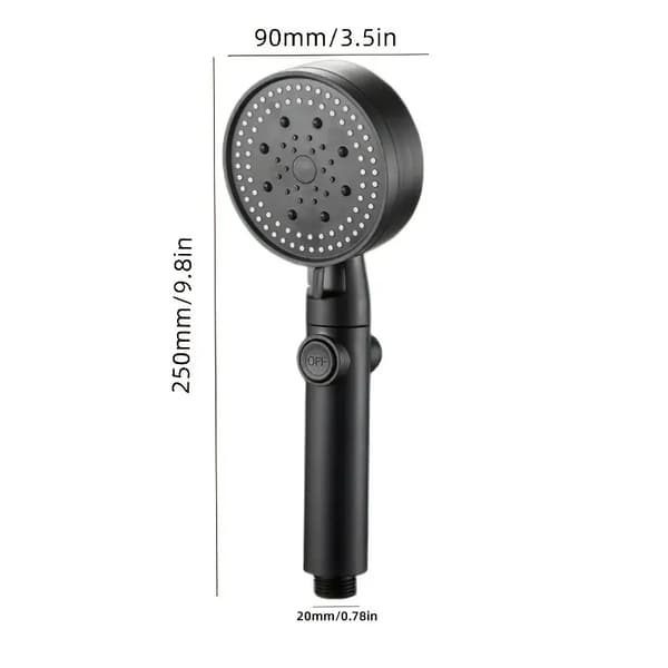 Oppgrader din dusjopplevelse: 1 stk. høytrykks multifunksjonell håndholdt sprinkler med 5 moduser