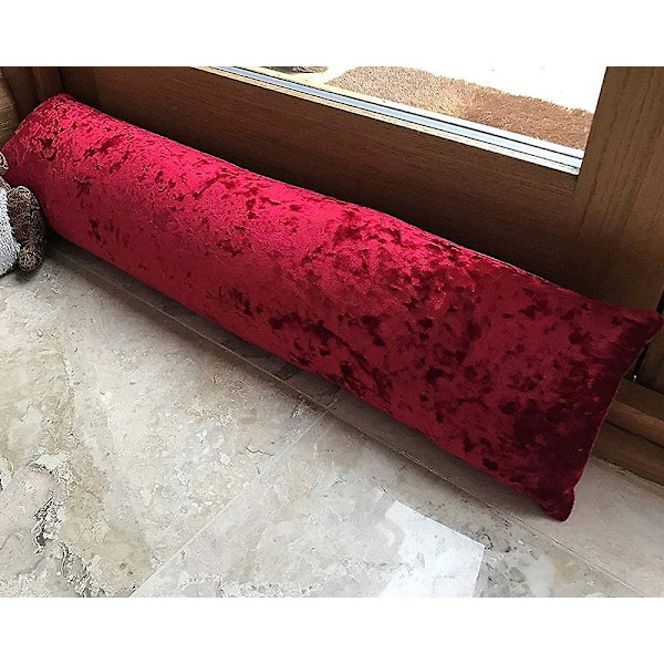 Faux krossad sammet i lila druva lång dörrkudde vindstopp tygkorv för vind Ruby Red