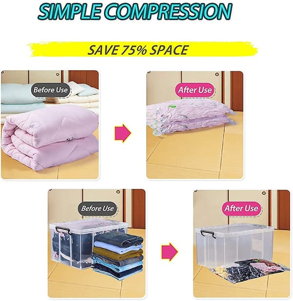 4-pack extra stora vakuumförvaringspåsar [130x100cm] för kläder,