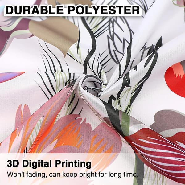 Duschdraperier, badrum duschdraperi med 12 krokar, vattentät polyester Floral