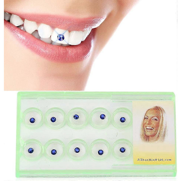 10 st/ask Tandkristallset Kristallsten Kristallstenar Dekoration Klar Tandnagel blue