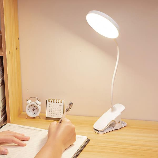 Glocusent Clip On Lampe, Leselys for Seng, 3 Farger Dobbel Bruk Lading og Plugging, Sengelampe for Hodegjerde med Adapter, Perfekt for Lesing,
