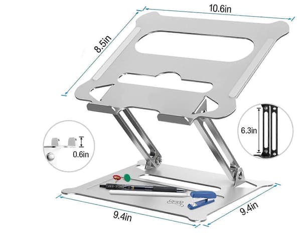 Justerbart laptopställ för MacBook, Air, Pro alla laptops (Silver)