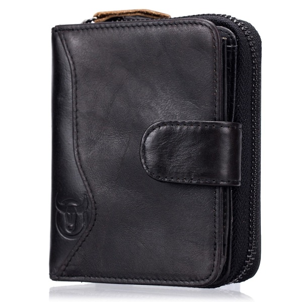 RFID-spärrande plånbok Billfold-kortväska av kohudsläder i toppskikt Black
