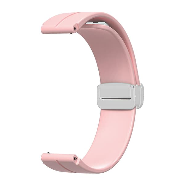För Keep B4/Huawei Watch Fit Mini klockarmband 16 mm silikon handledsrem, silver fällbart spänne Pink