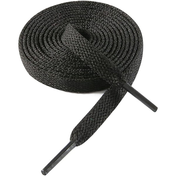 Flate Skotråder 8mm Brede Skotråder For Sneakers  Premium Trener Skotråd  Erstatninger For Sportskotråder Black 43-  ( 110 cm )