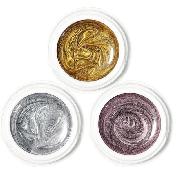 3 Malet Gel Polish, Gylden Sølv Rose Gylden Negle Malet Gel Polish 3D Metal Gel Neglekunst Maleri Gel Skulptur UV DIY Neglekunst Manicure