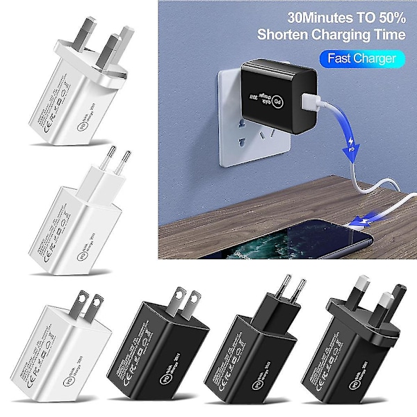 20w Type C USB Hurtiglader Mobiltelefonlader Strømadapter Reiselader