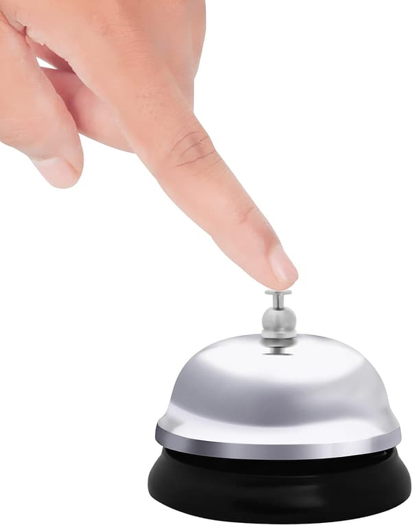 Belle Vous Chrome Serviceklocka (4-pack) - 6 cm diameter - Metall Silver Bell för hotellreception, concierge-service