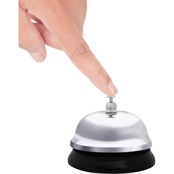 Belle Vous Krom Serviceklokke (4 Pakke) - 6cm Diameter - Metall Sølvbjelle for Hotellresepsjon, Concierge Service