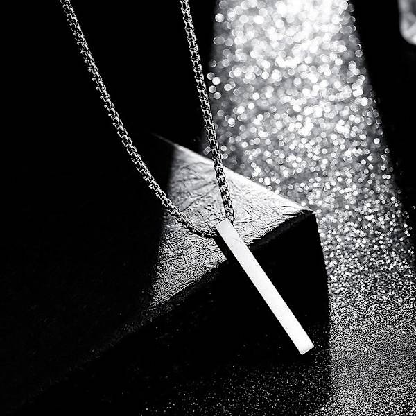 Titanium Stål Halskæde - Personligt Søjle Design Rustfrit Stål Vedhæng Hip Hop Tilbehør til Mænd