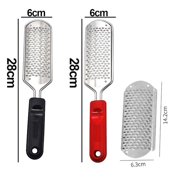2 Fotrasper i metall (fotfil) + 1 gratis erstatningsblad 1black *1 red handle*1 file large hole