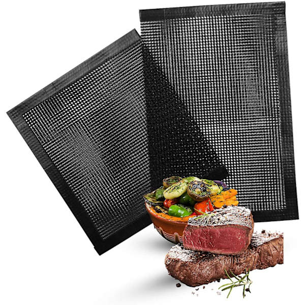 Suuret verkkogrillauspussit - Uudelleenkäytettävät ja tarttumattomat verkkopussimatto ulkogrillaukseen (2 kpl)