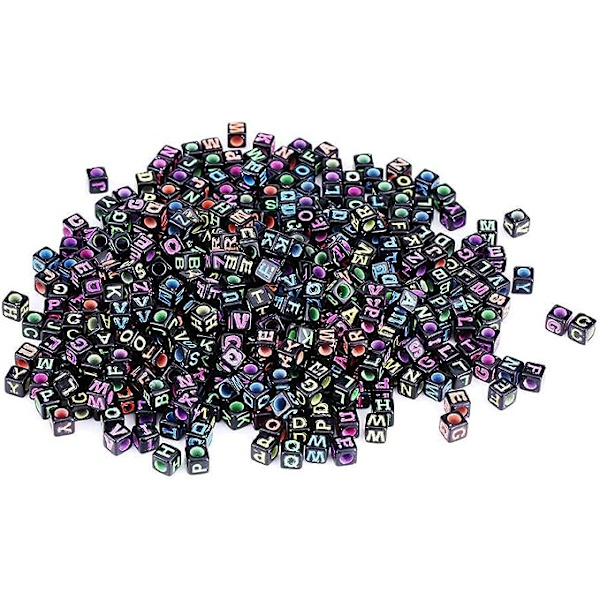 Sonew Pakke med 500 Perler til Smykkefremstilling Blandede Terninge Alfabet Bogstav Perler DIY Håndværk Halskæde Armbånd Tilbehør