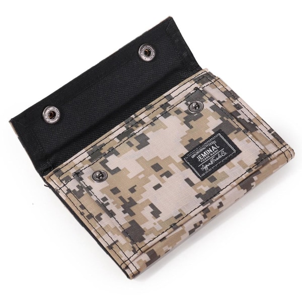 Casual Camouflage Bi-fold Plånbok Korthållare Snap Buttons Canvas Kort plånbok Coffee