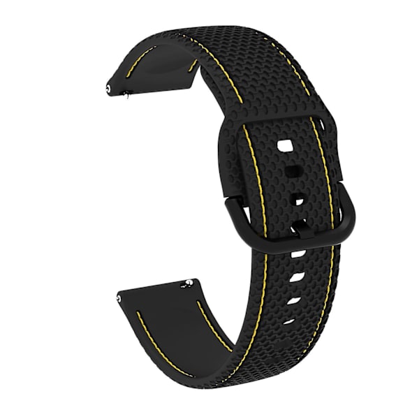 Silikoninen Ompelelinjainen Vaihtoranneke Samsung Galaxy Watch 5 40mm/44mm /Watch 5 Pro 45mm -kelloon Black  Yellow Line