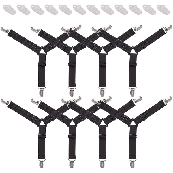 8p lakanhållare halkfri triangel lakan fixeringsklämma justerbar lakan klämma lakan knapp svart