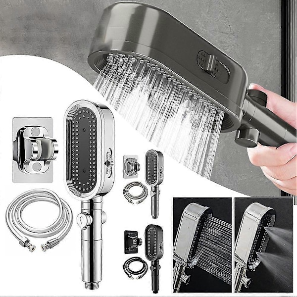 Duschhuvud med Mikrofonförstärkning Multifunktionell Universal Duschhuvud Badrumstillbehör Grey Set B