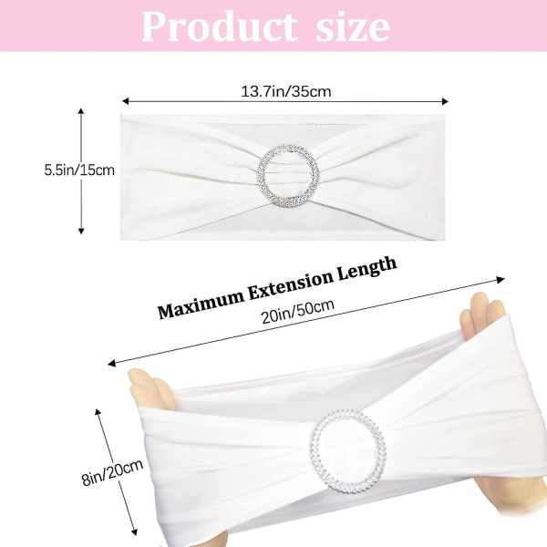 Stol Sløjfe Elastisk Stol Sløjfe Spandex Bælte Spænde Til Bryllup Hotel Banket Fødselsdagsfest Hjem Dekorationer Sløjfe (hvid, 25 stk)