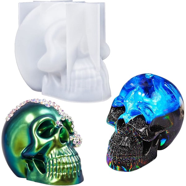Silikone Kranieforme, 3D Store Kranieformede Forme Til Epoxy Resin, Skelet Kranie Dekor Epoxy Resin Form Til Lysfremstilling, Boligindretning, Udendørs, Resin