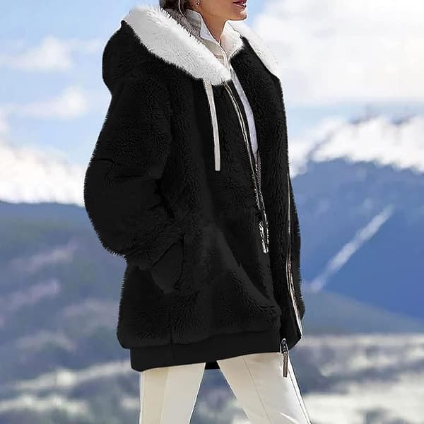 Vinterkläder för kvinnor, mode Plus Size Långärmad Söta Toppar Hoodies Pullover Varm Bekväm Luddig Fleece Tröja Jackor S