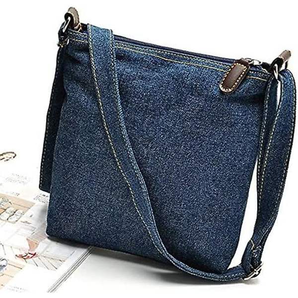 Kvinnor Casual Axel Denim Väska Justerbar Axelrem Flera Ficka Blå Acsergery Present