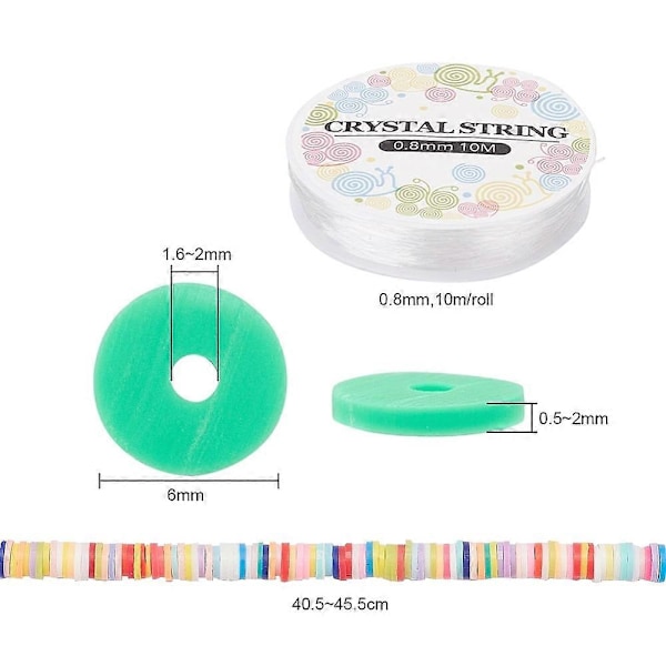 1 pose DIY Smykkelagingssett Inkludert Håndlagde Polymerleireperler Tråder Elastisk Krystalltråd