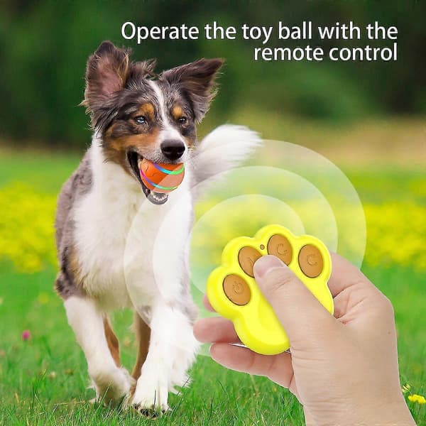 Hundboll, Interaktiva Leksaker för Hundar, Tuffa Automatiska Rullande Hundleksaker yellow Remote