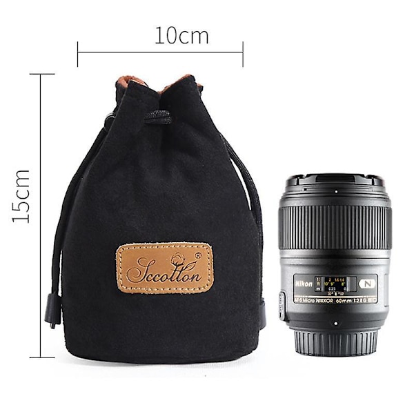 Mjuk kameraväska för Canon Nikon DSLR-handväska med dragsko-design Black