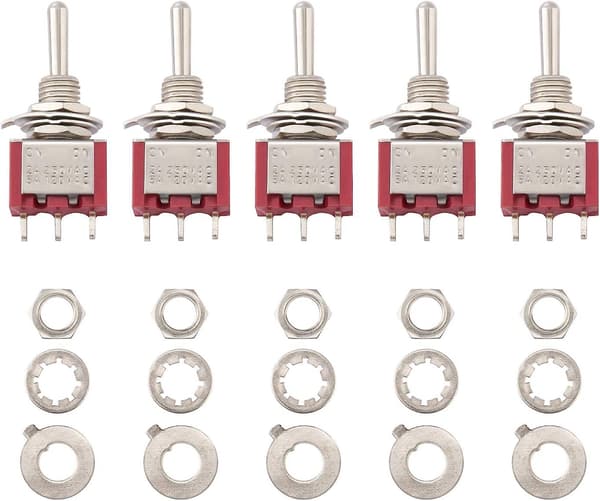5 stk. Mini Mikro Vippekontakt Til/Til SPDT - AC 250V/2A, 120V/5A