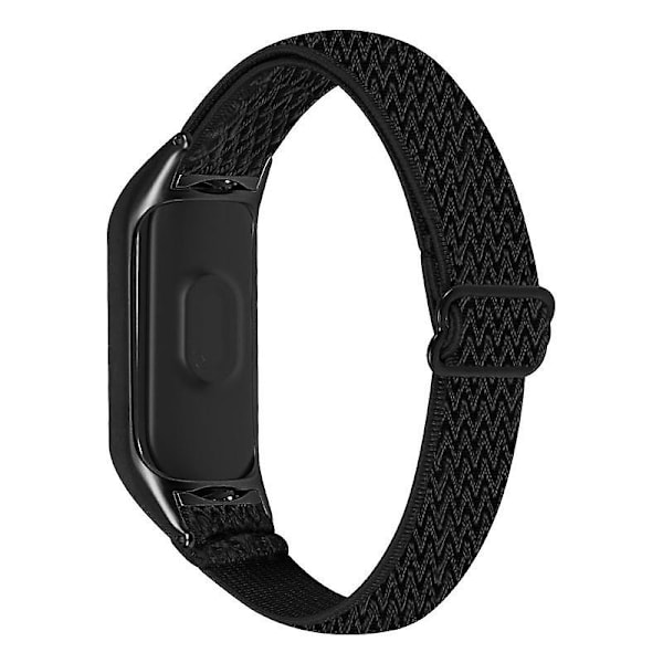 Strækbart nylon anti-ridse justerbar håndledsrem til Xiaomi Mi Band 3/4, med sort urramme Black