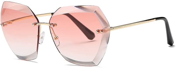Solbriller til kvinder Oversized Rimless Diamantskåret Linse Klassiske Briller Ae0534