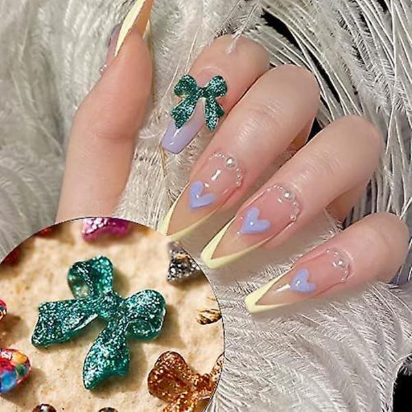 Nagelkonst Glitter Fjäril Rosett Nagelcharm, 70 st 3D Nagelcharm för Akryl Resin Naglar DIY Manikyr Tips Dekoration ##-1. Obs: Inget Lim.