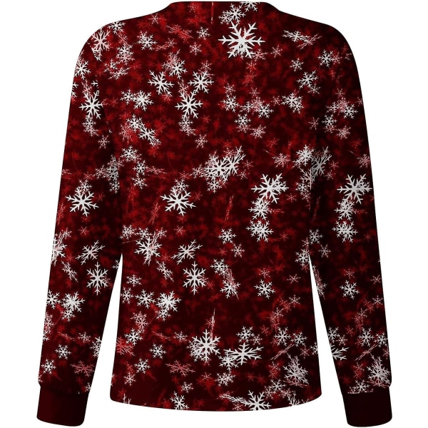 Skrubbjacka printed printed scrubjacka för kvinnor höstskrubbtröjor Xmas grafiska amningsjackor L H